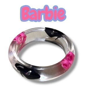 Chunky Clear Resin Bangle with Barbie Heels